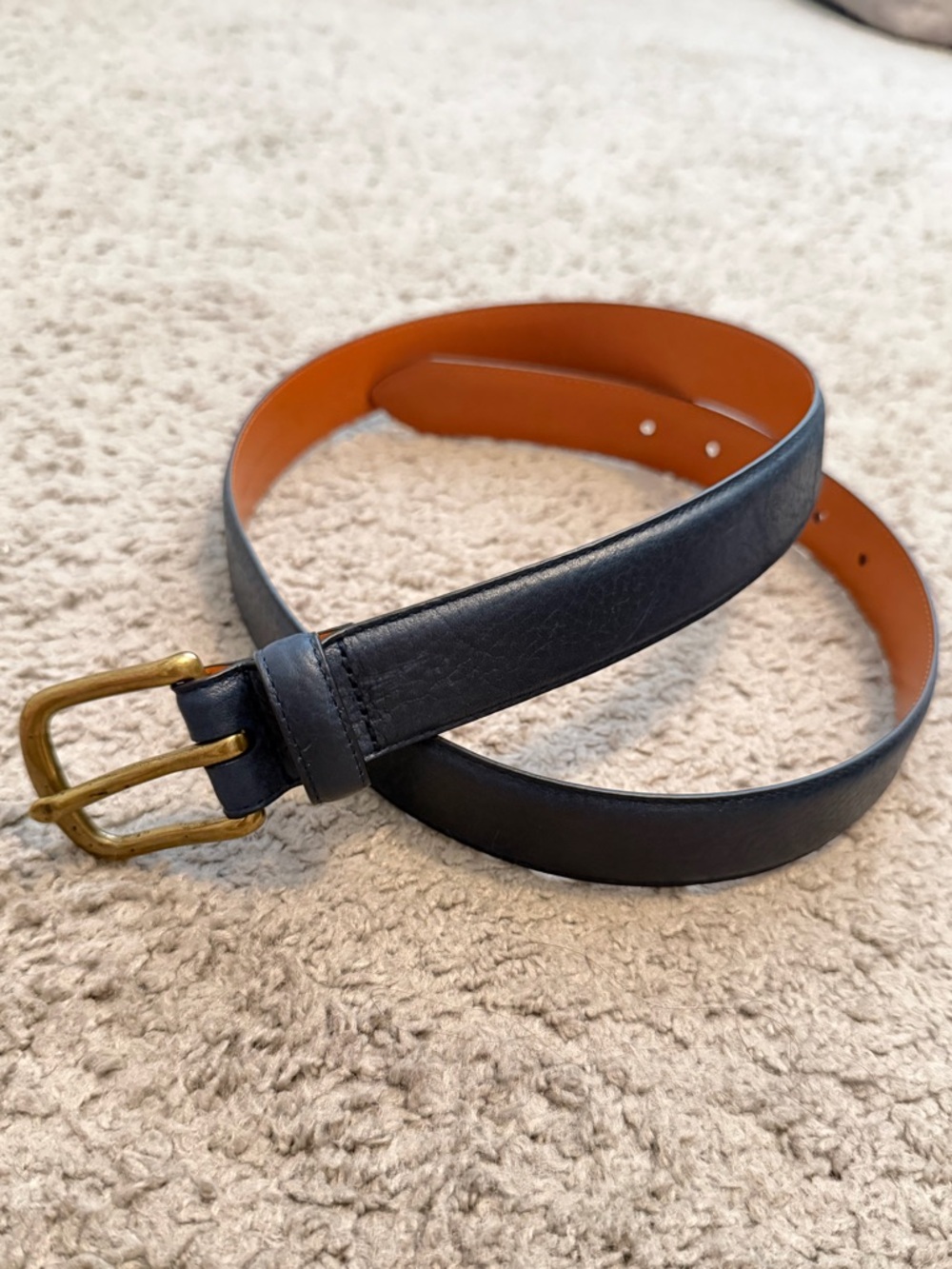 Men’s Brooks Brothers Navy Blue Leather Belt - Size 36 Unworn